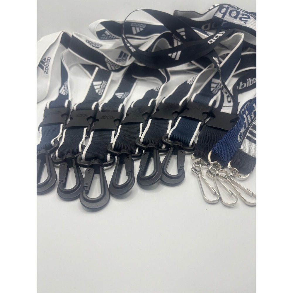 Adidas Lanyards 9 Keychain Neck Strap Navy Blue White Logo Quick Release Buckle